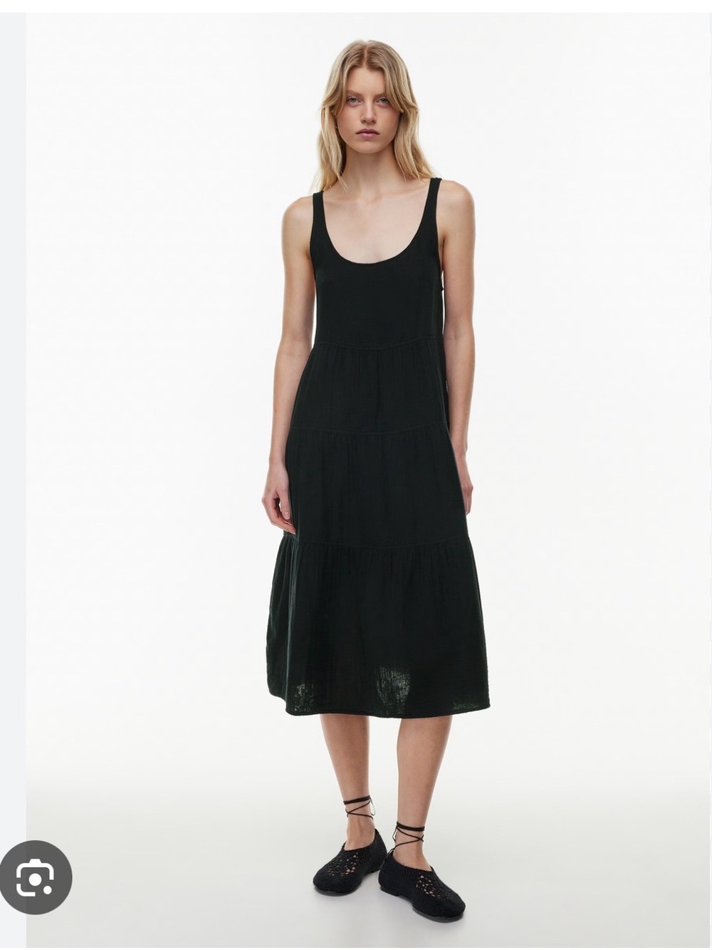 Aritzia Black Sleeveless Tiered Midi Dress